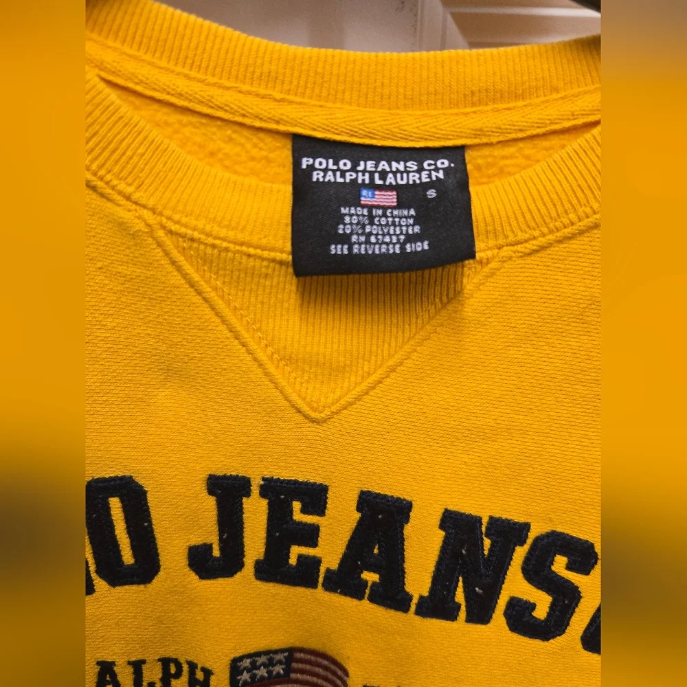 Vintage Polo Ralph Lauren Yellow Sweatshirt Women Small - Picture 3 of 5